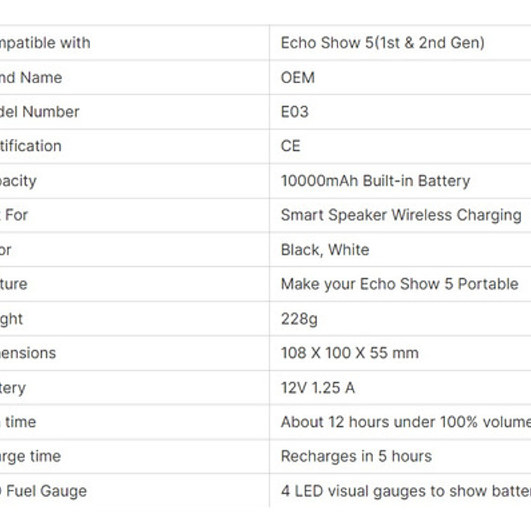 Inalámbrica Recargable Alexa Echo Show 5 Color Negro 7