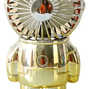 Mini Ventilador Usb Recargable Astronauta Portátil 14cm Color Dorado