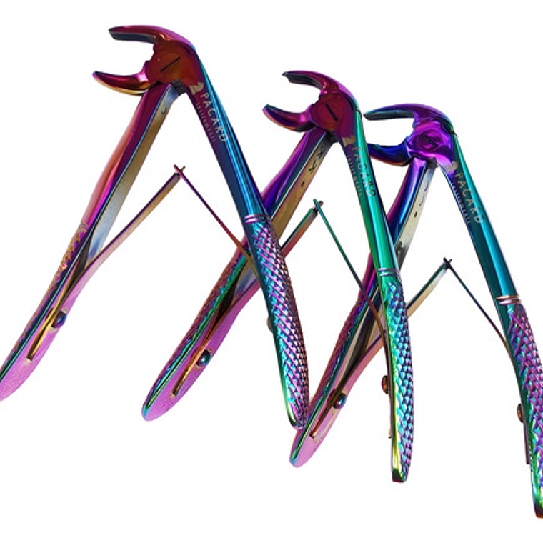 Set Completo Fórceps Pediátricos Arcoiris Pacard Estuche 3