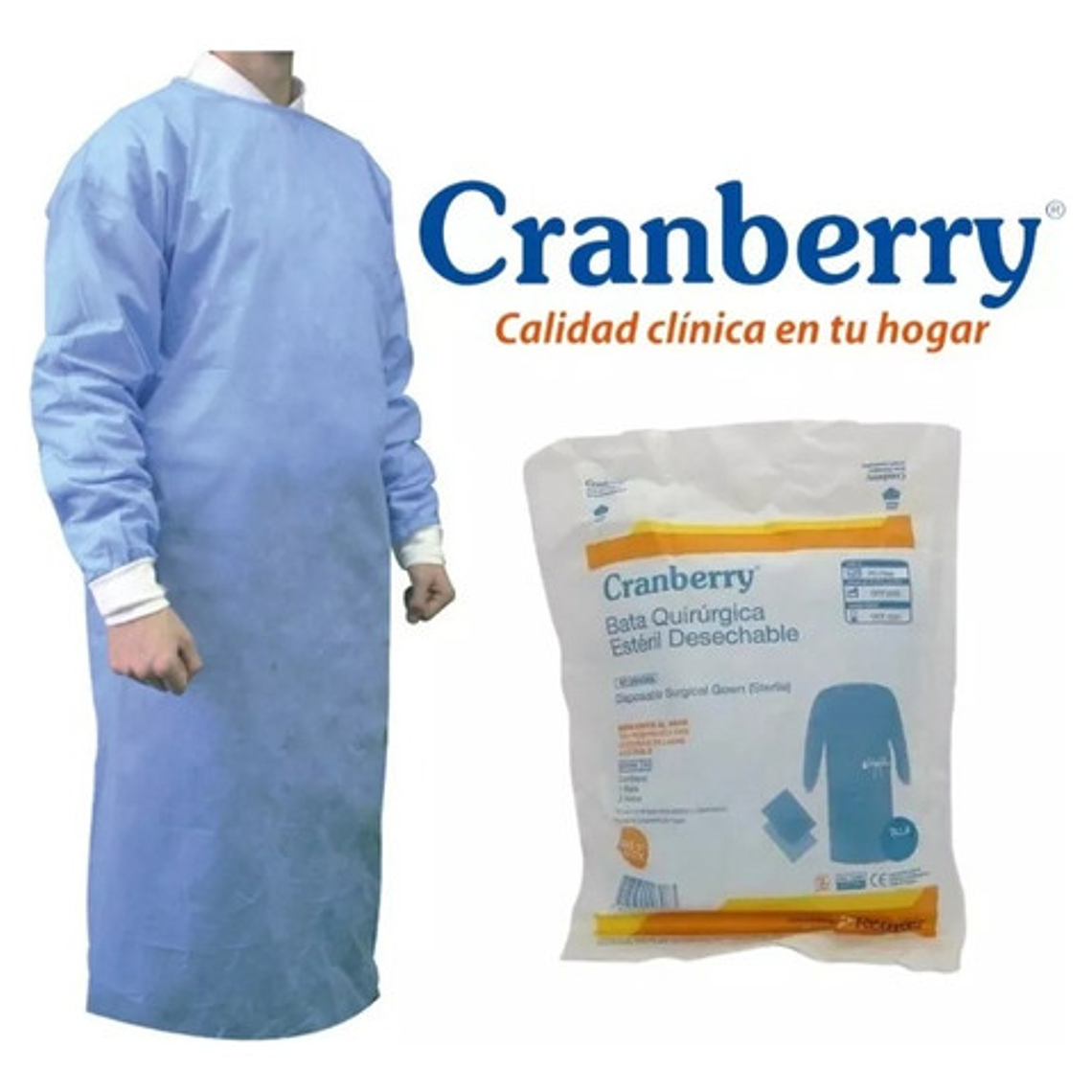 Bata Estéril Cranberry Con 2 Paños Despacho Express 2
