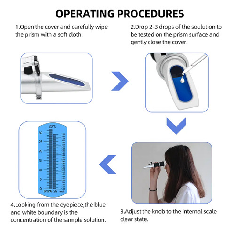 Refractometro Doble Único 0 A 32 Brix Y Sg Wort, Con Estuche 8