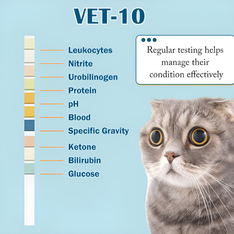 Set Tiras Medición Veterinario Orina Vet 10 Parámetros React 3