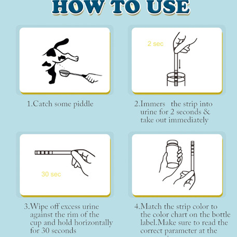 Set Tiras Medición Veterinario Orina Vet 10 Parámetros React 8