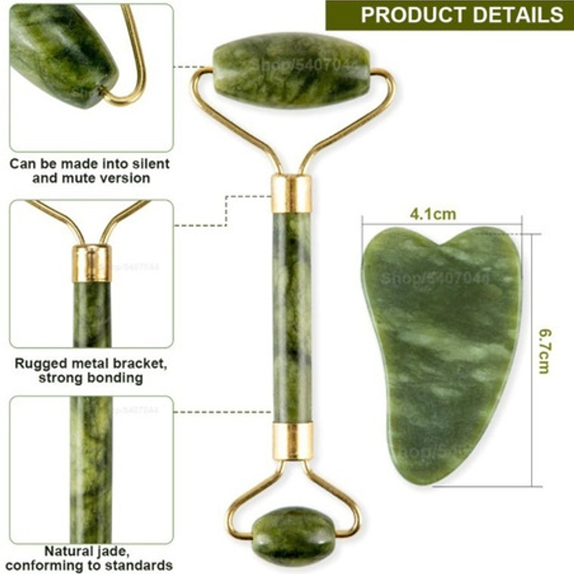 Rodillo Facial Roller Jade Doble + Piedra Gua Sha Santiago Tipo De Piel Todo Tipo De Piel 3