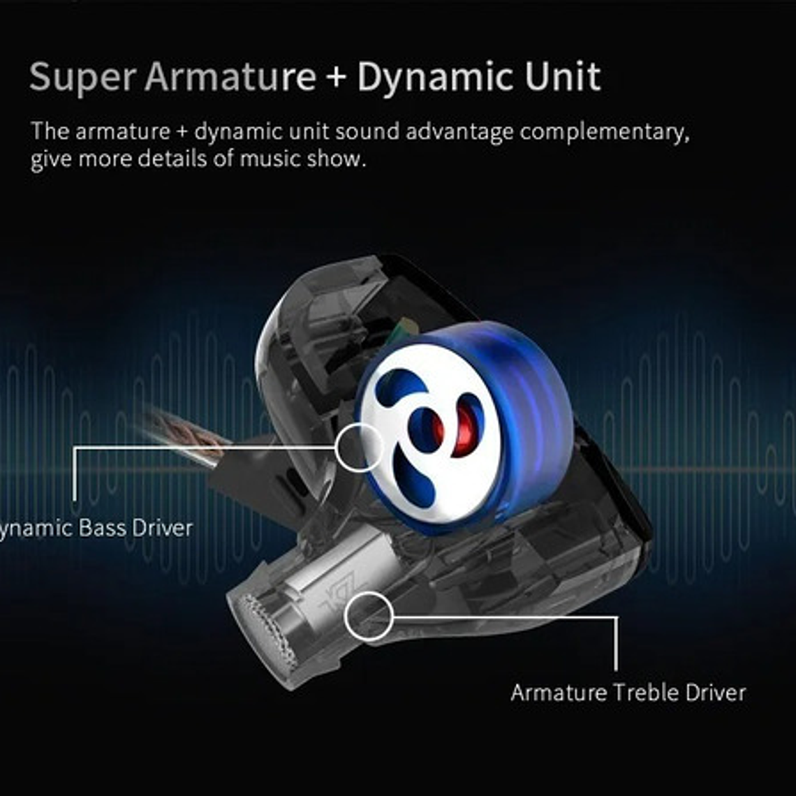 Auriculares In-ear Kz Zst With Mic Color Negro 7