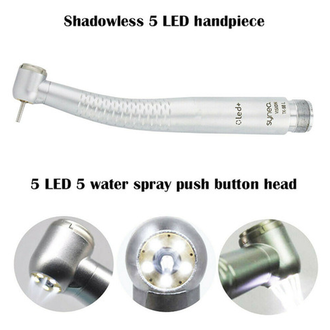 Turbina Dental Push Única 5 Led En Cabezal Premium Pacard Color Plateado Midwest 10