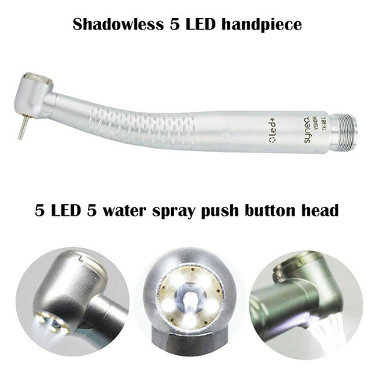 Turbina Dental Push Única 5 Led En Cabezal Premium Pacard Color Plateado Midwest 10