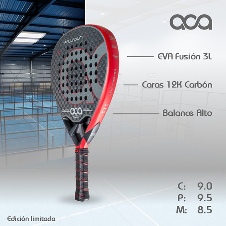Pala De Pádel Aca Padel Palladium Ltd Color Negro Para Alto Rendimiento 8