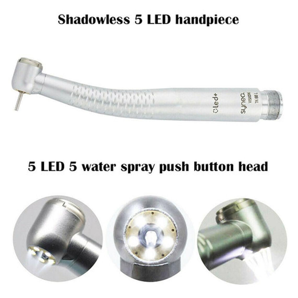 Turbina Dental Push Única 5 Led En Cabezal Premium Pacard Color Plateado Borden 8