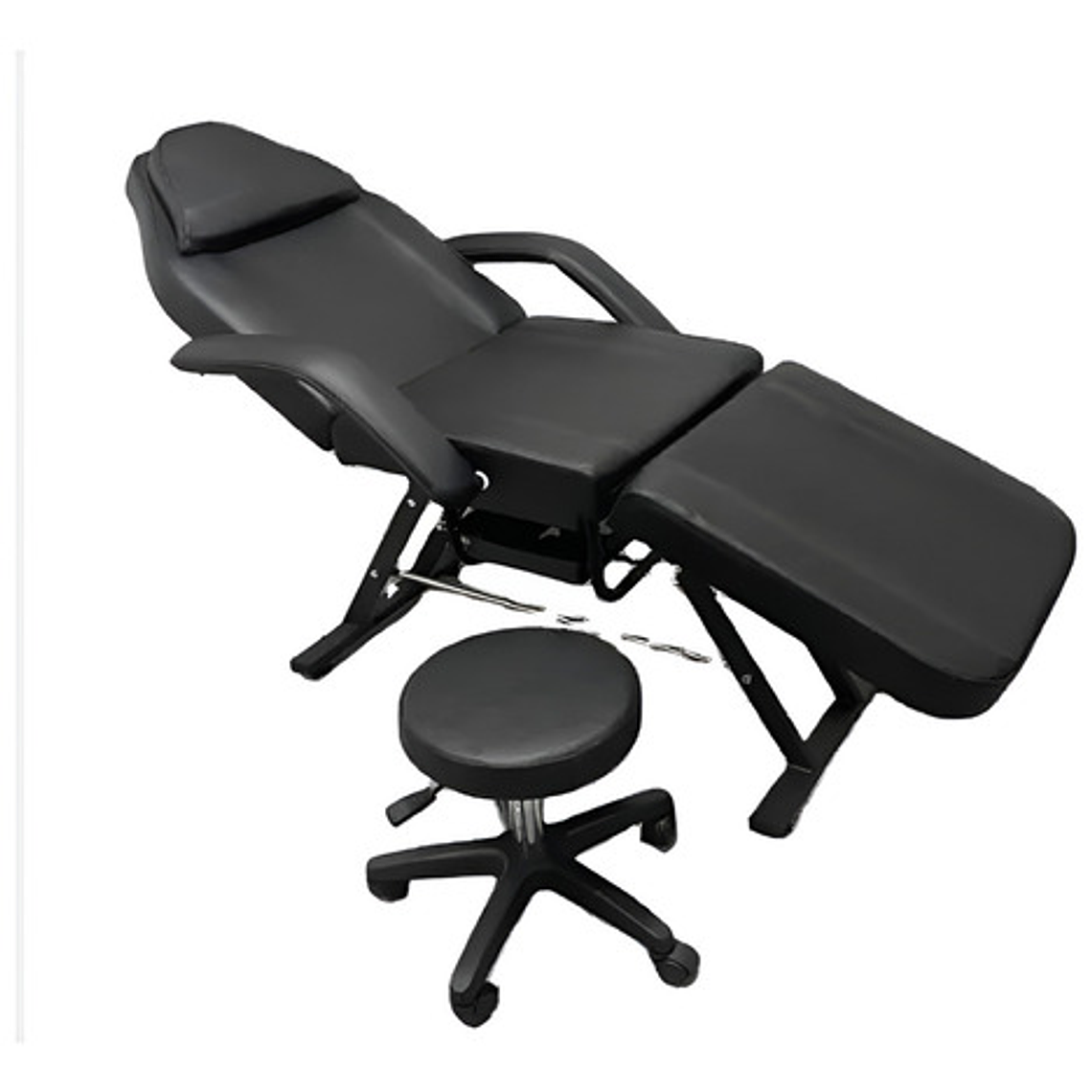 Camilla De 3 Cuerpos Para Estética Profesional C/ Taburete Color Negro 1