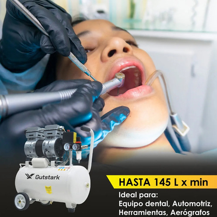 Compresor Dental Libre De Aceite Silencioso 25lts 1hp Prof. Color Blanco Fase Eléctrica Monofásica Frecuencia 60 2