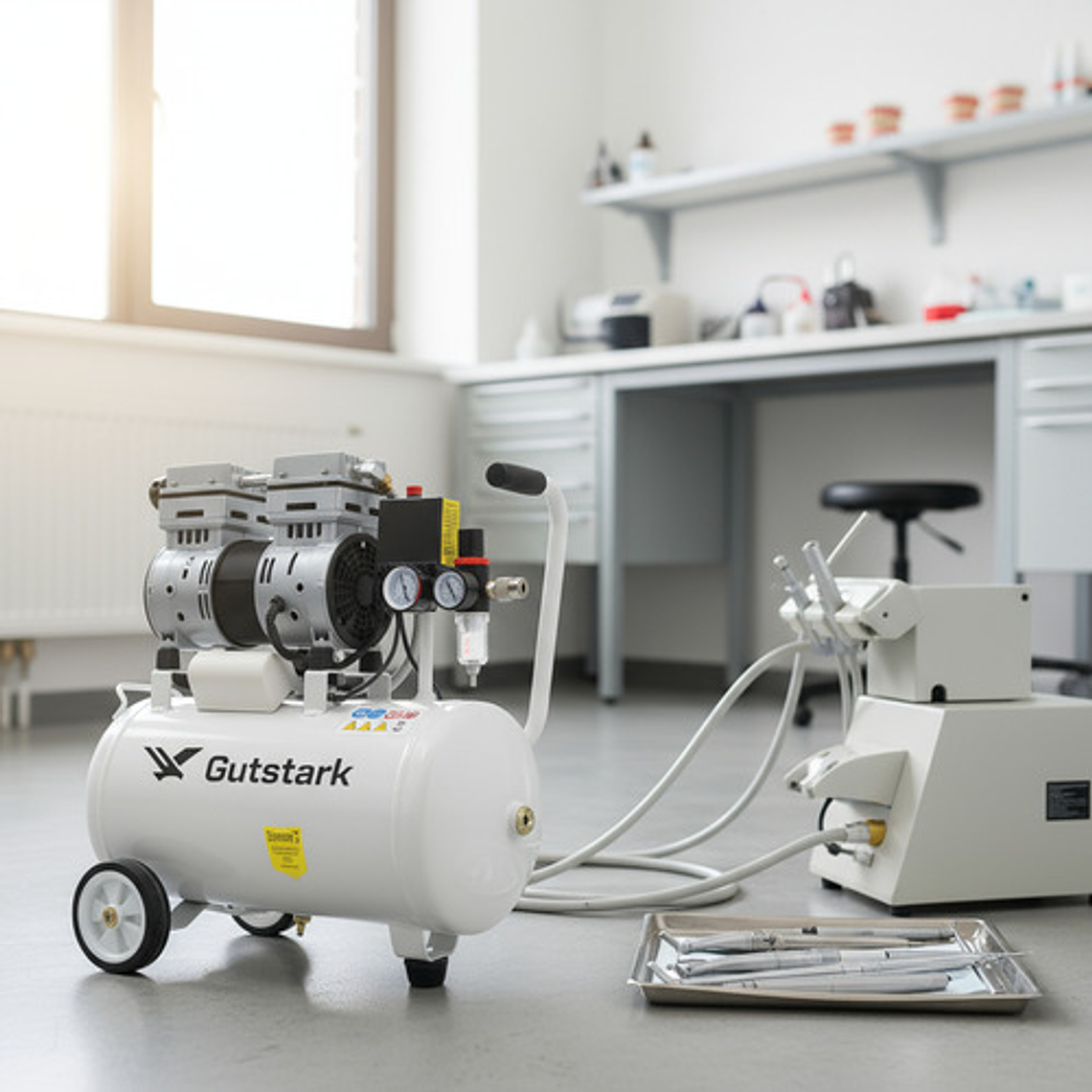 Compresor Dental Libre De Aceite Silencioso 25lts 1hp Prof. Color Blanco Fase Eléctrica Monofásica Frecuencia 60 3