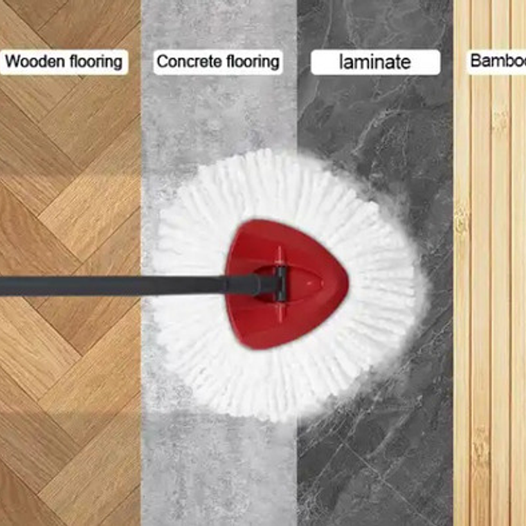 Kit Mopa Premium Balde Con Pedal Easy Wring Clean Giratoria Color Negro 6