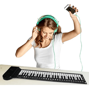 Teclado Piano Musical Para Niños 49 Teclas Flexible Plegable Color Negro