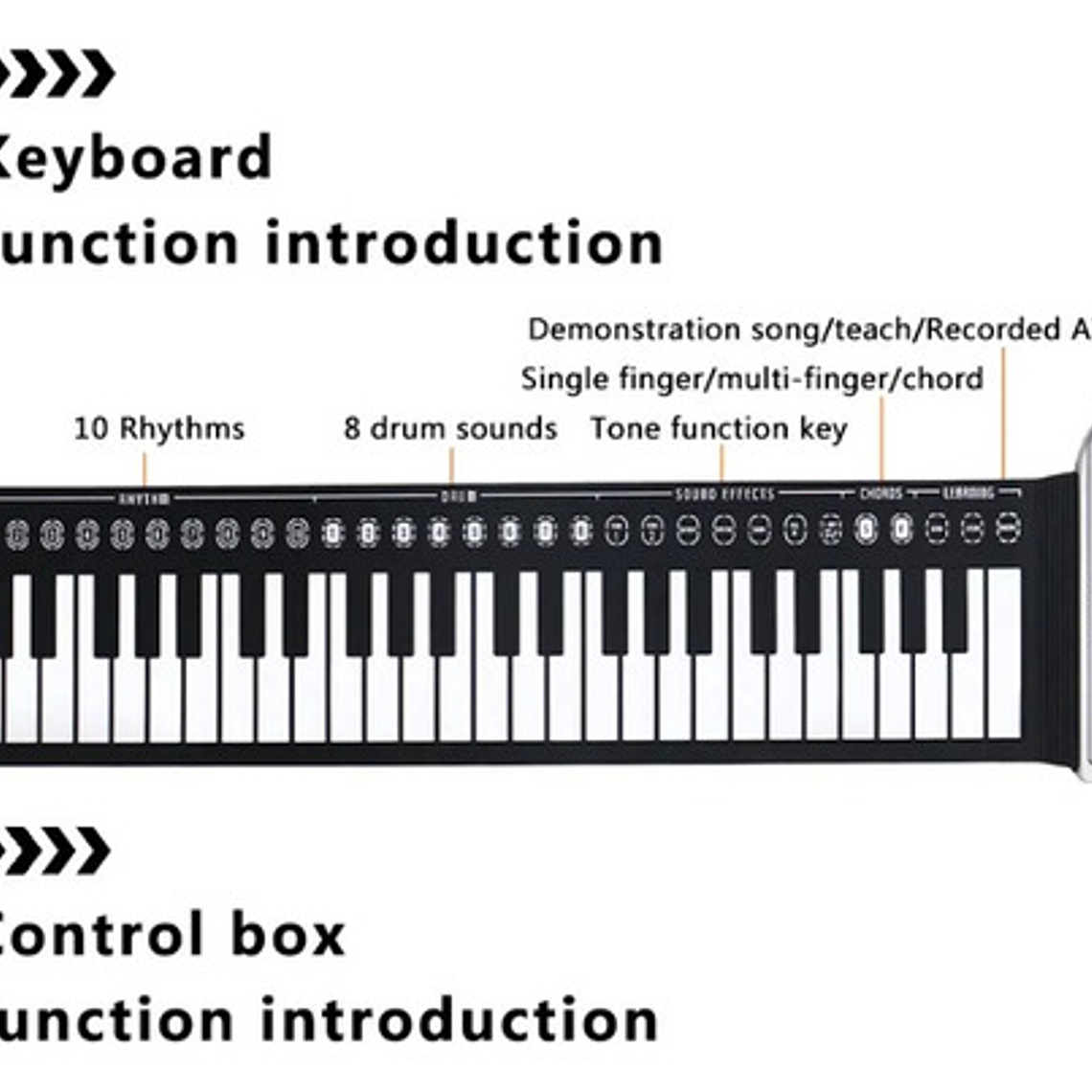 Teclado Piano Musical Para Niños 49 Teclas Flexible Plegable Color Negro 5