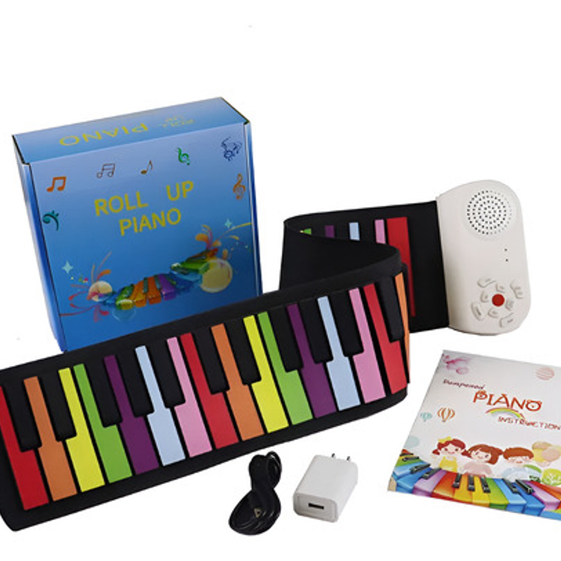 Teclado Roll Colores Recargable Piano Musical Flexible Color Arcoiris 1