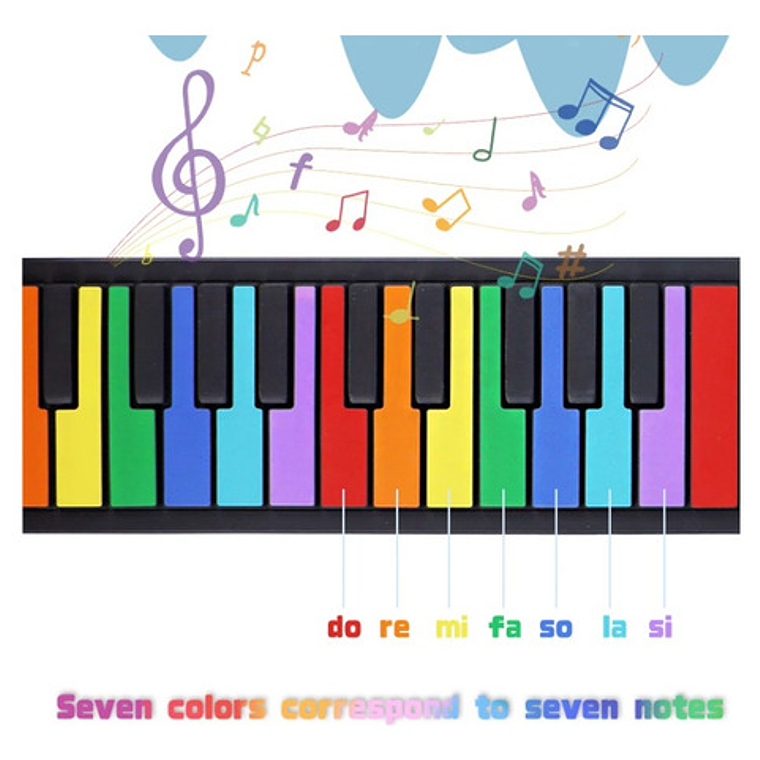 Teclado Roll Colores Recargable Piano Musical Flexible Color Arcoiris 4