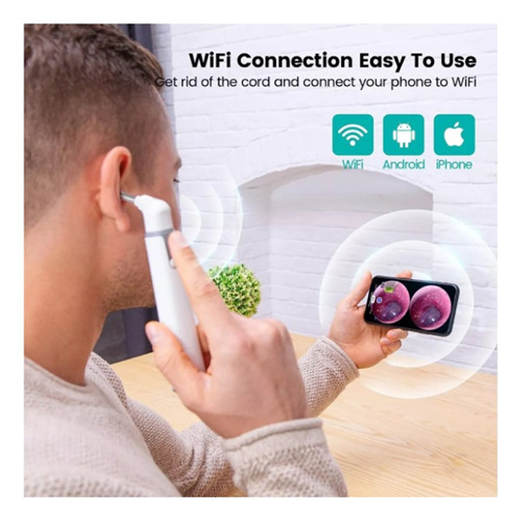 Otoscopio Inalámbrico Wifi Cámara Oído Luz Led Recargable Color Blanco 5