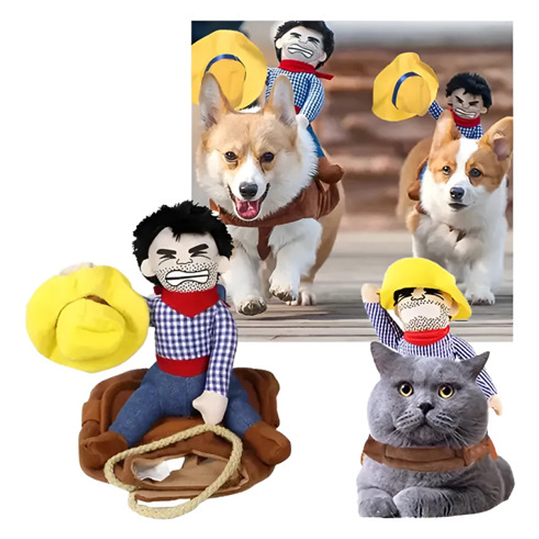 Disfraz Para Perros Y Gatos Con Jinete De Vaquero Dif Tallas 1