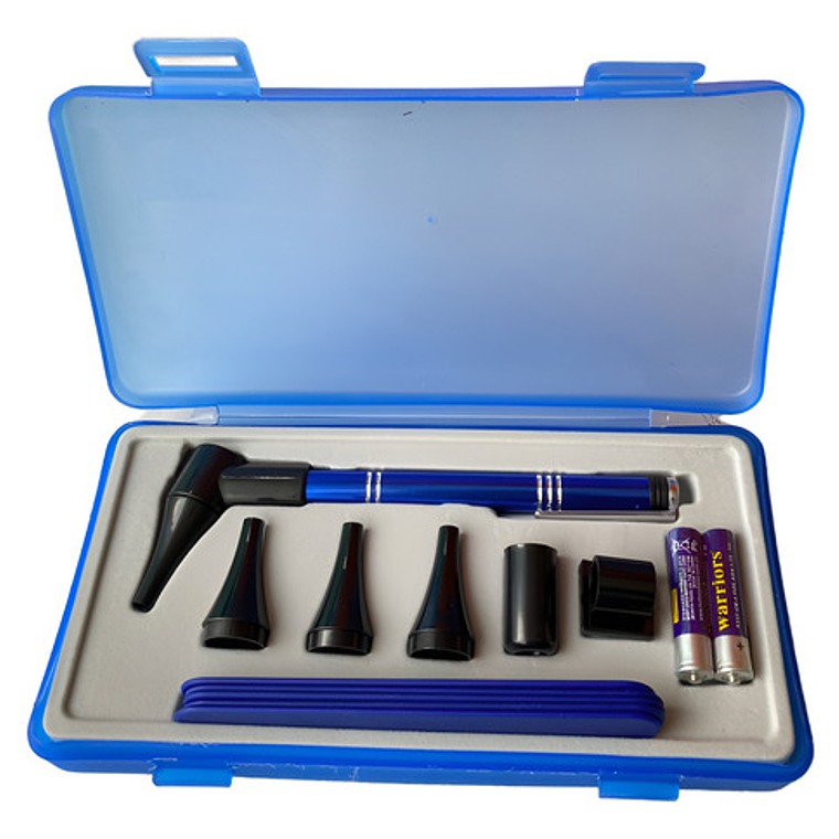 Otoscopio Médico Set Xl + Conos 2 Pilas Único C/ Estuche Color Azul 1