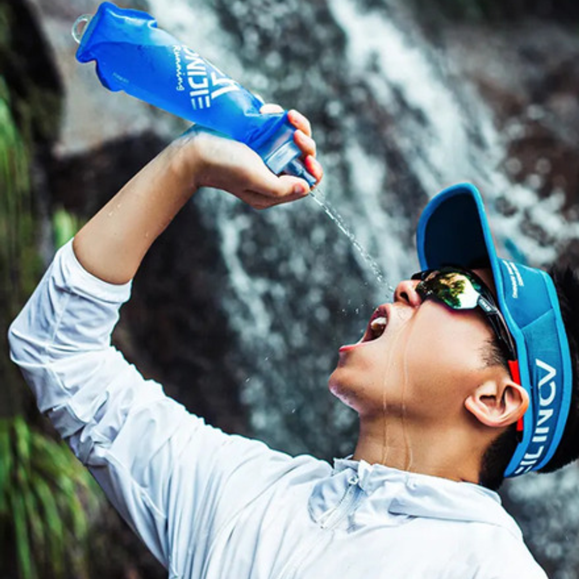 Botella De Agua Plegable Running 350cc Pacard Color Azul 6