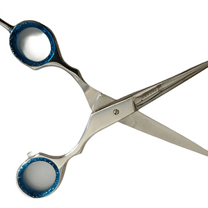 Tijera Barberia Profesional Cabello Barba Azul Anillos Gold