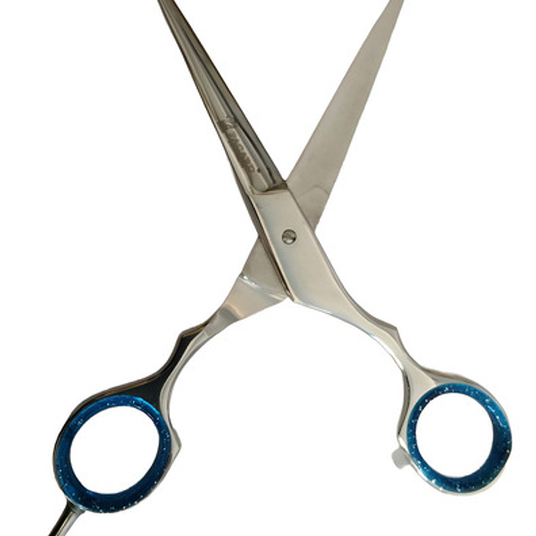 Tijera Barberia Profesional Cabello Barba Azul Anillos Gold 4