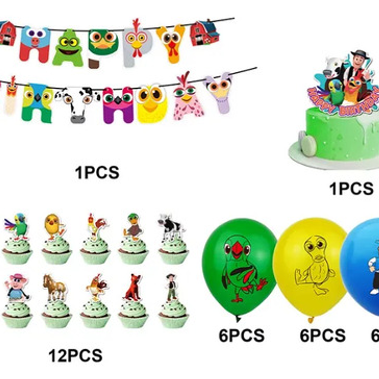 Kit Cotillon Cumpleaños La Granja Zenon Decoración Y Globos 4