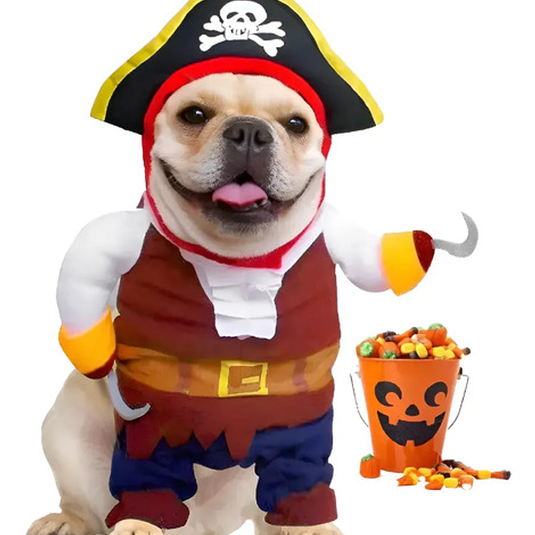 Disfraz Halloween Pirata Para Perro Gato Con Sombrero Y Capa Color Talla L 1