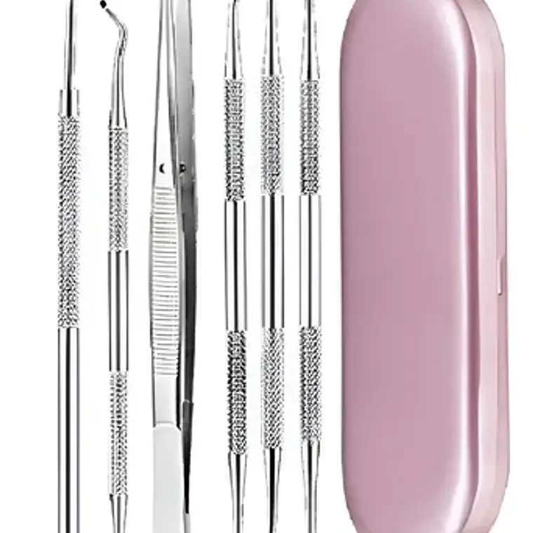 Set Xl Examen Dental Cuchareta Espátulas Y Más 6 Con Estuche Rosa 1