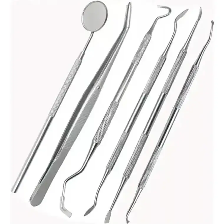 Set Xl Examen Dental Cuchareta Espátulas Y Más 6 Con Estuche Rosa 2