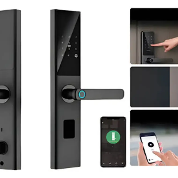 Cerradura Digital Inteligente Wifi, Huella, Alta Seguridad Negro 1