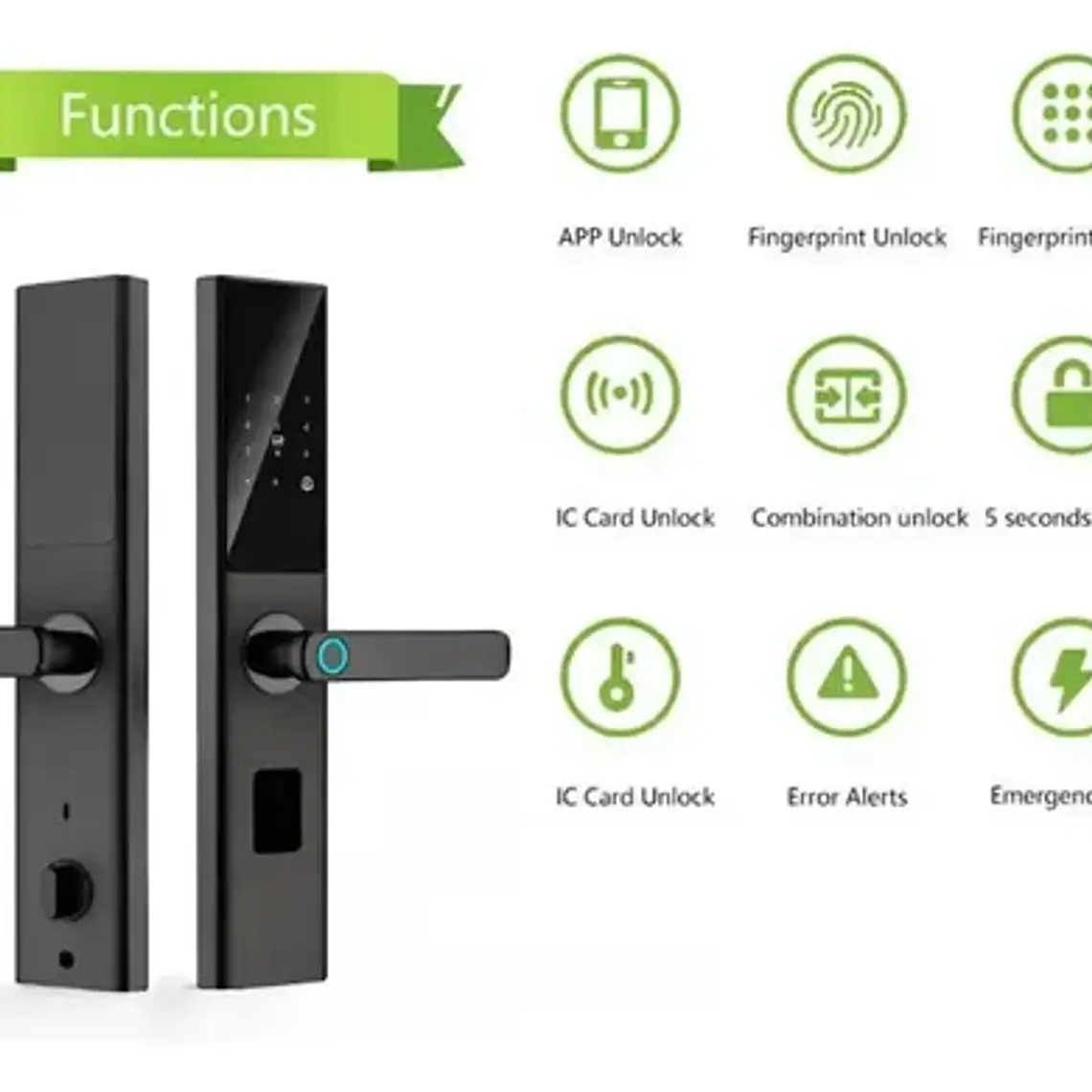 Cerradura Digital Inteligente Wifi, Huella, Alta Seguridad Negro 6