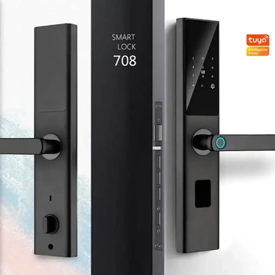 Cerradura Digital Inteligente Wifi, Huella, Alta Seguridad Negro 7