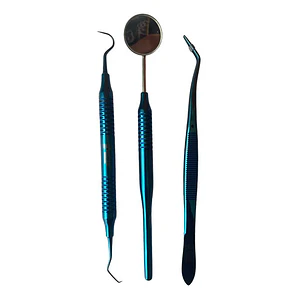 Kit Examen Dental Especial Metalizado Espejo Pinza Y Sonda