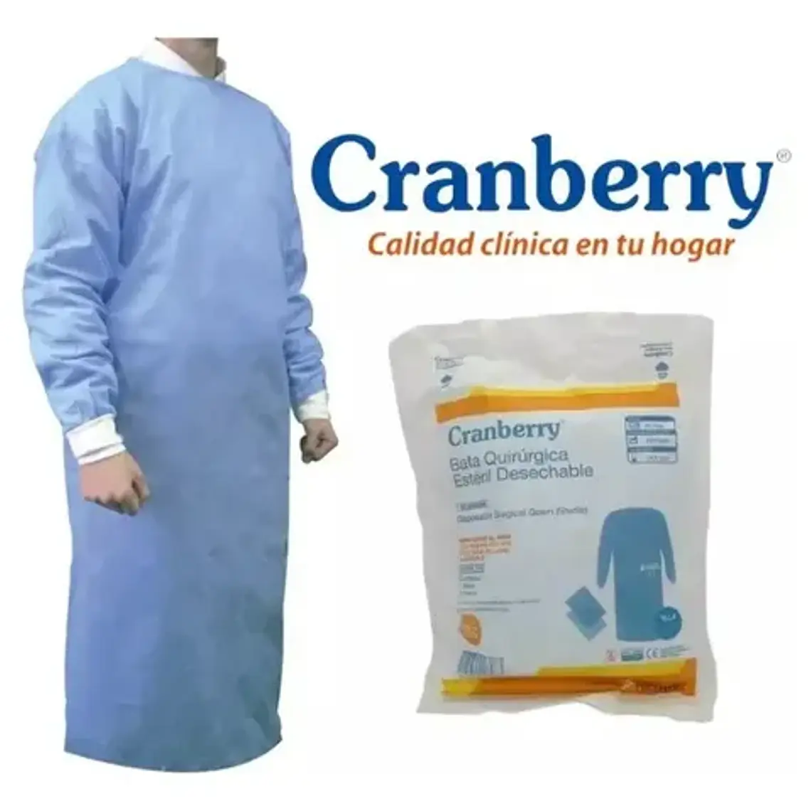 Bata Quirúrgica Estéril Tallas L 1 Bata 2 Paños Cranberry 2