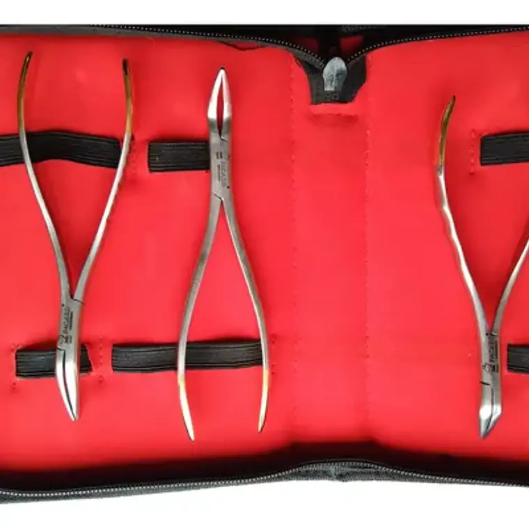 Set 3 Forcep Extracción Raíces Dentales Pacard Mango Dorado 1