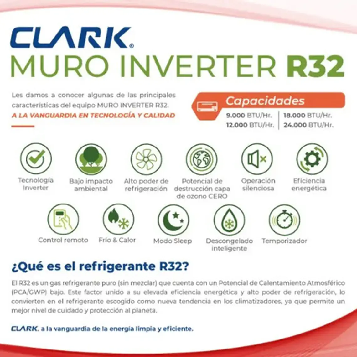 Aire Acondicionado Clark Inverter 18.000 Btu Ahorro Energía 4