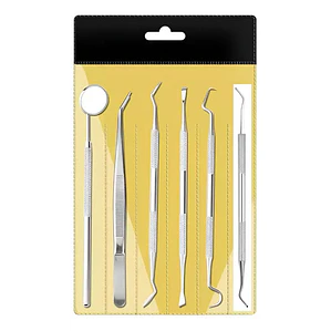 Set Xl Examen Dental 6 Piezas Espejo Pinza Sonda Y Más