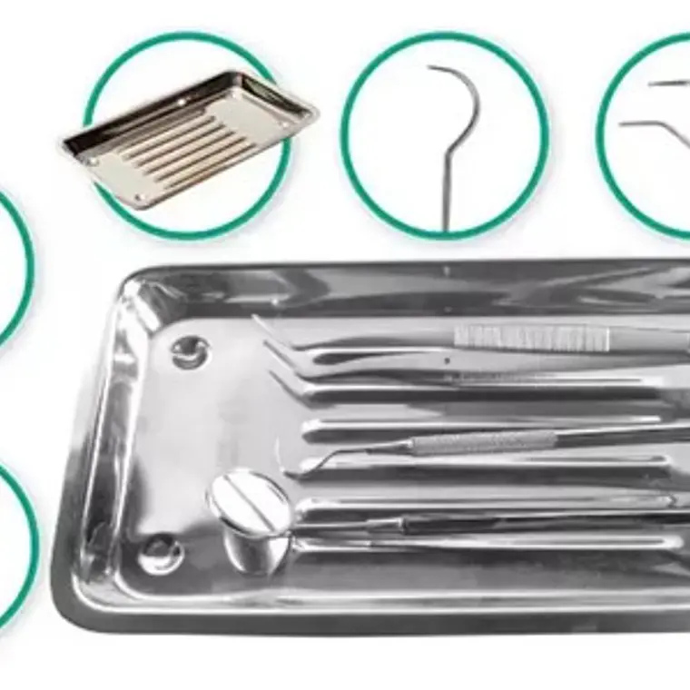 Set De Examen Dental Con Bandeja Acero Completo Calidad 4
