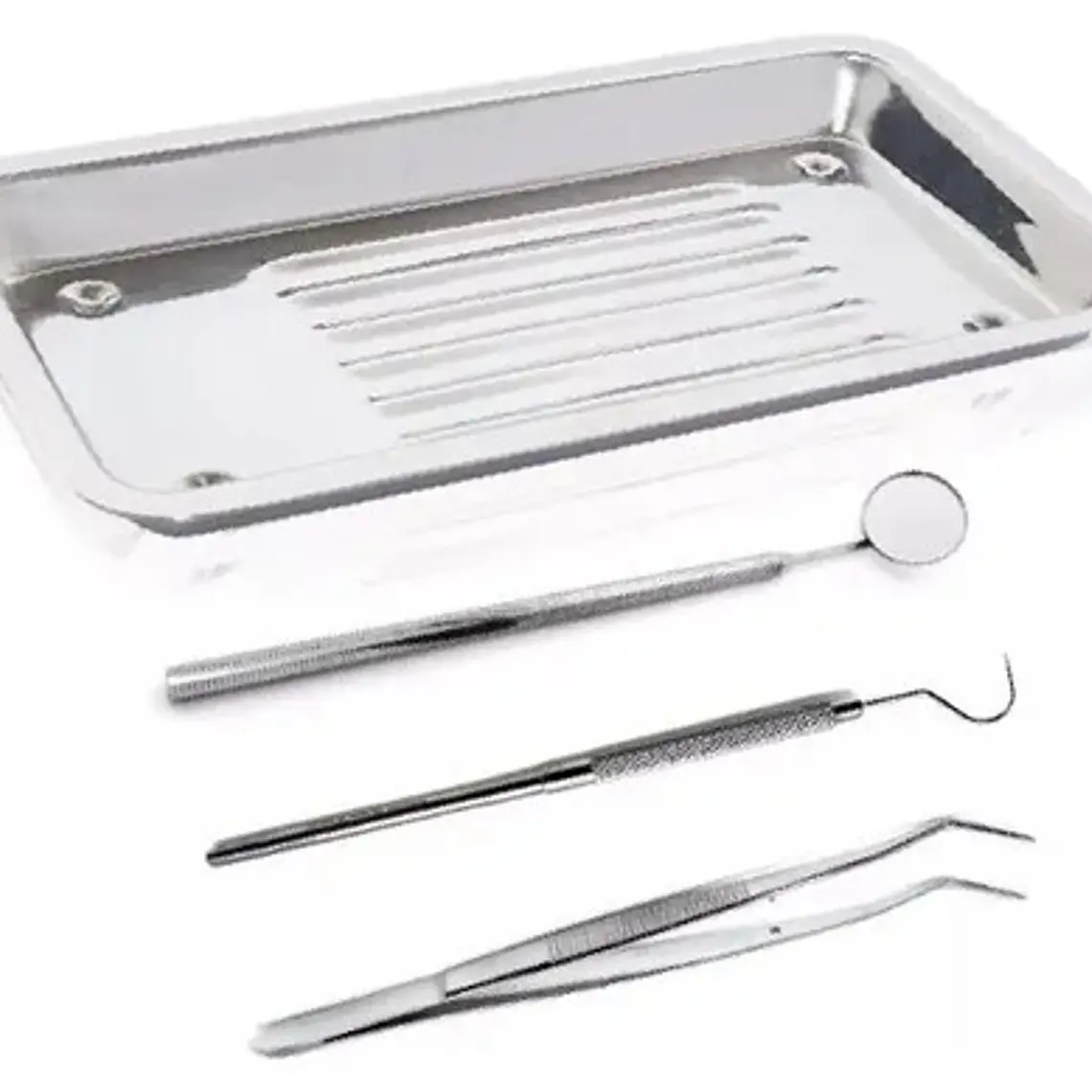 Set De Examen Dental Con Bandeja Acero Completo Calidad 5