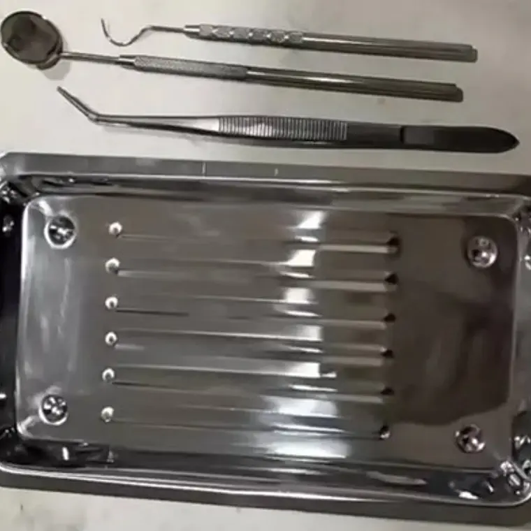 Set De Examen Dental Con Bandeja Acero Completo Calidad 7
