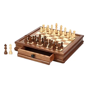Tablero Ajedrez Premium Cajones Magnético Madera Fina 32cm