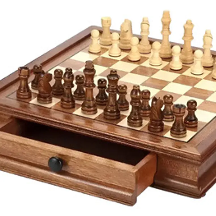 Tablero Ajedrez Premium Cajones Magnético Madera Fina 32cm 1
