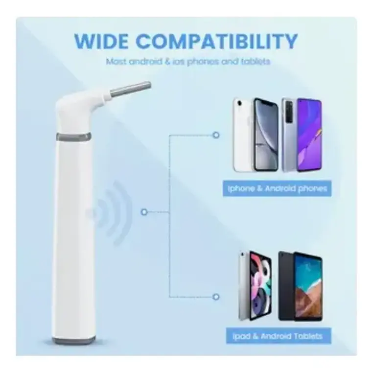 Otoscopio Inalámbrico Wifi Cámara Oído Luz Led Recargable Color Blanco 7