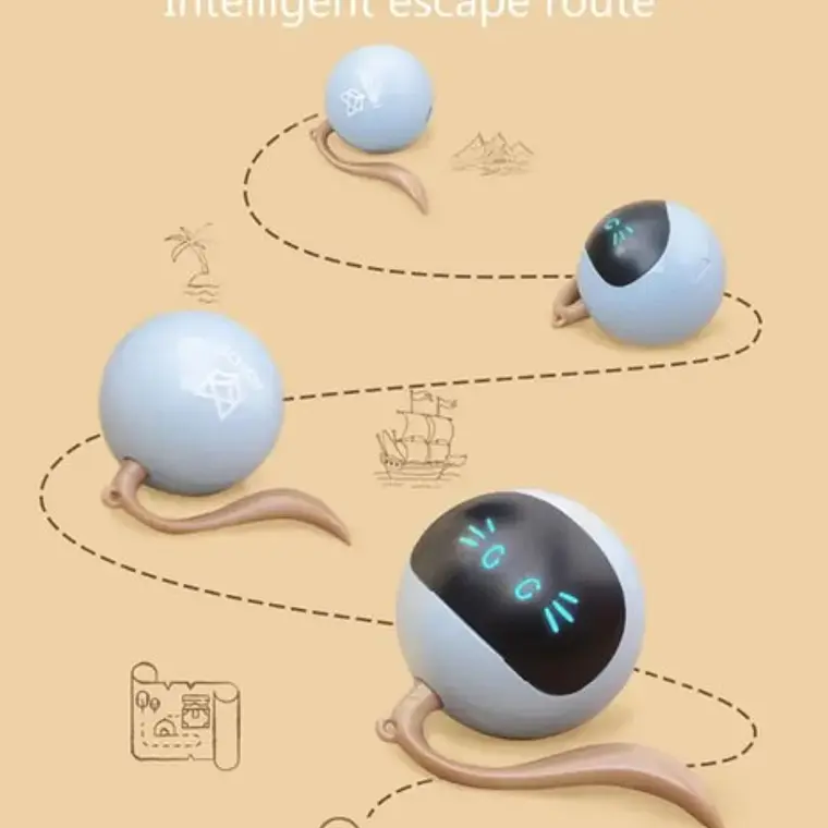 Bola Robot Juguete Gato Eléctrico Interactivo Inteligent Usb Blanco 5