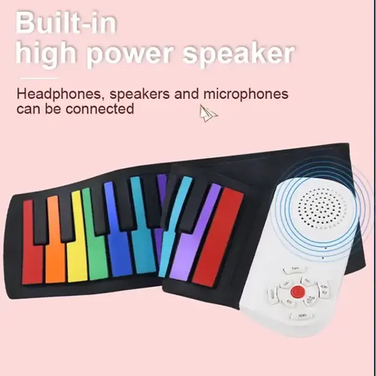 Teclado Roll Colores Recargable Piano Musical Flexible Arcoíris 3