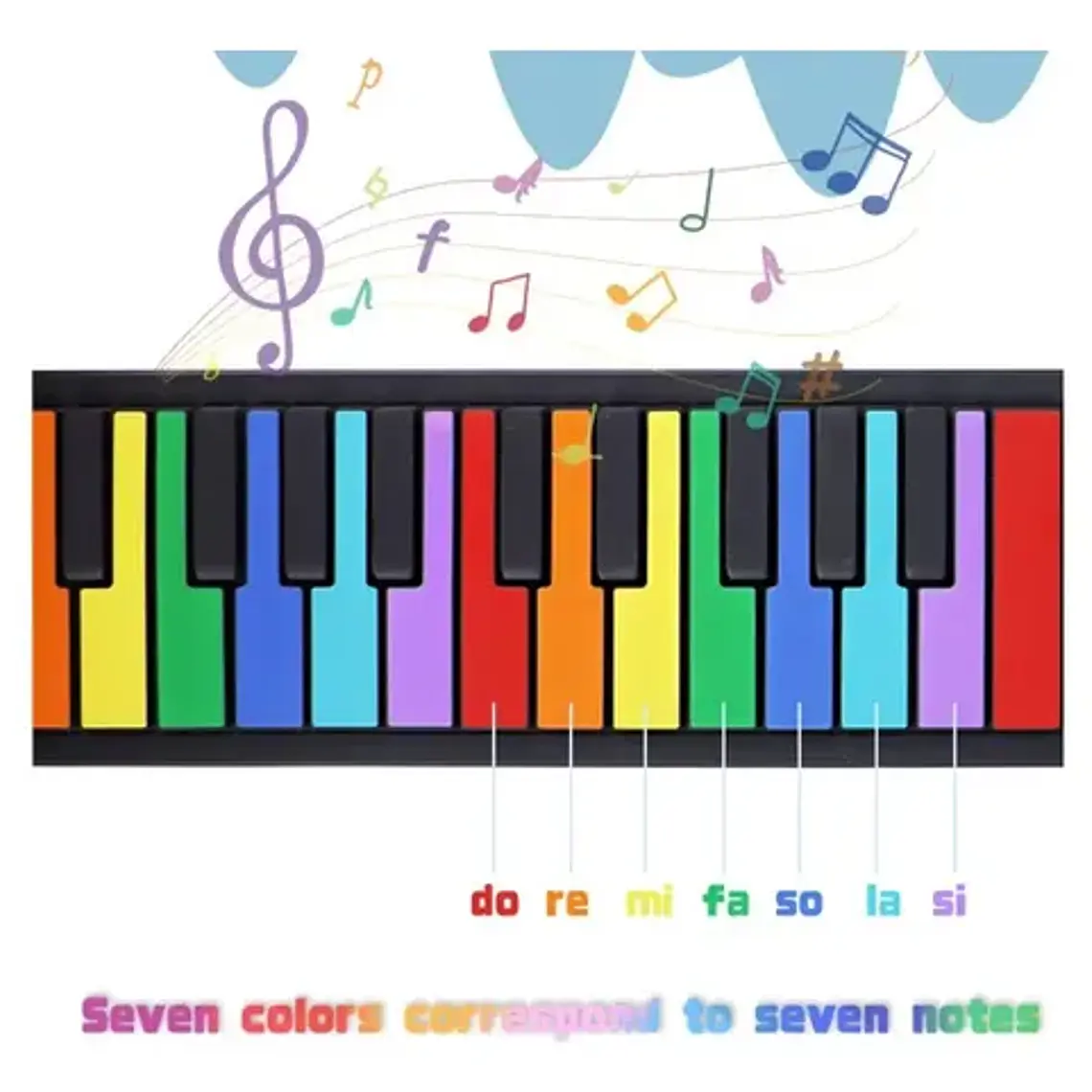Teclado Roll Colores Recargable Piano Musical Flexible Arcoíris 4
