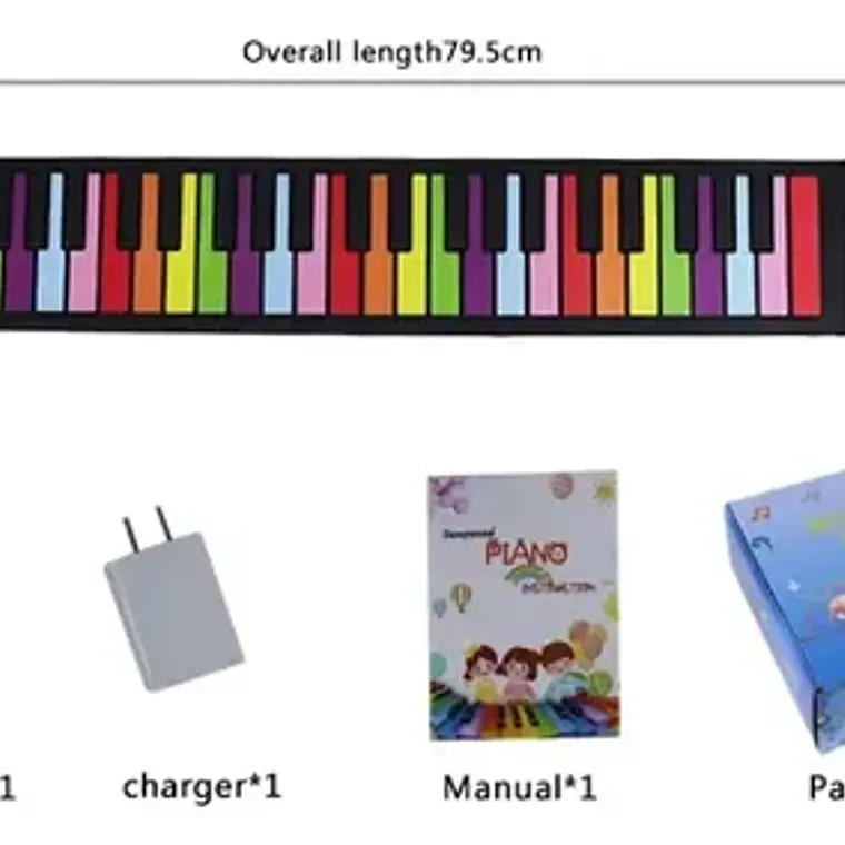 Teclado Roll Colores Recargable Piano Musical Flexible Arcoíris 5
