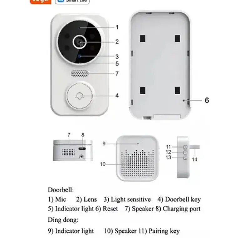 Timbre Cámara Wifi Tuya Seguridad Video Inalámbric Smartlife 14